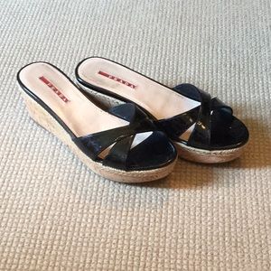 Prada cork sole sandal wedges
